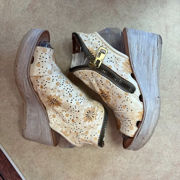 A.S.98 Leather Milk Peep Toe Wedge Espadrilles Sandal - Picture 6 of 16